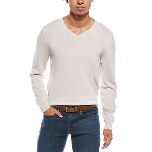 Mette Mens  Merino Wool V-Neck Sweater, Beige